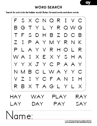 AY Family Words Search  
