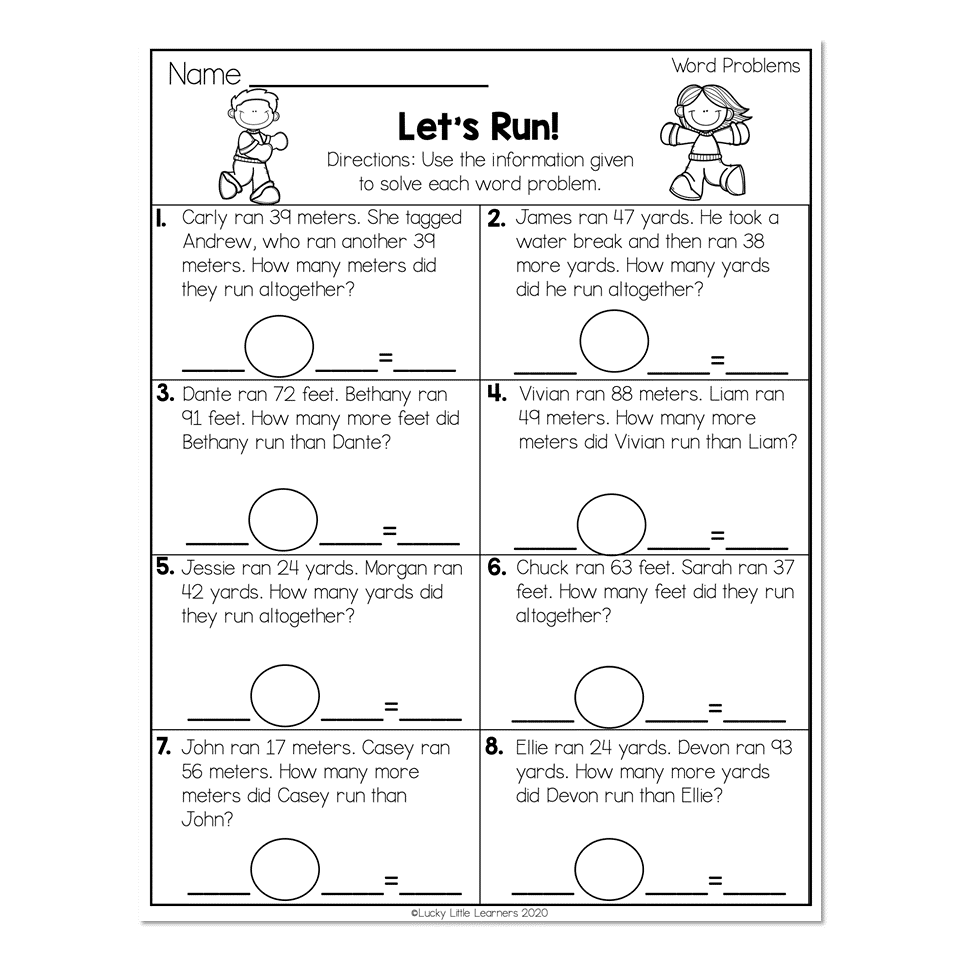 2nd Grade Math Worksheets - Word Problems - Word Problems - Lets ...