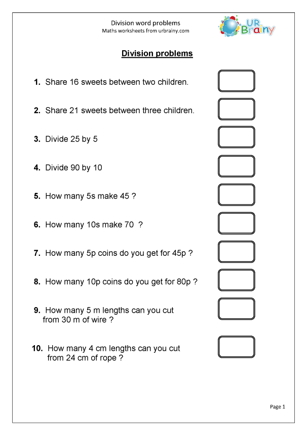 Division word problems - Division Maths Worksheets for Year 3 (age ...