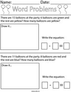 First Grade Subtraction Math Worksheets - Twisty Noodle