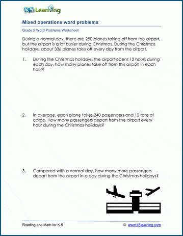 4 Operations - Mixed word problem worksheets | Worsheets library