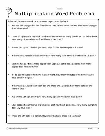 3 Digit Basic Word Problems 5 Worksheets