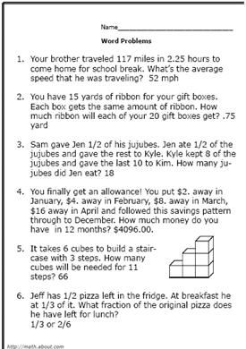 6th-Grade Math Word Problems