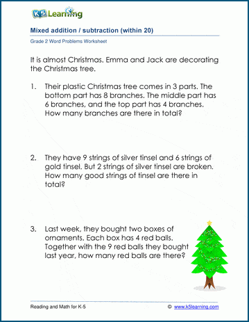 2nd Gade Mixed Addition &  Subtraction Word Problems Worksheets ...