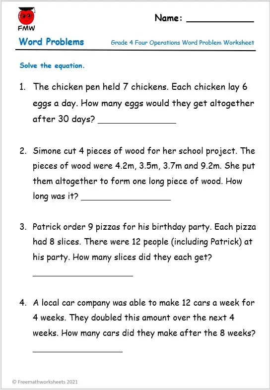 word problems for grade 6 math worksheet