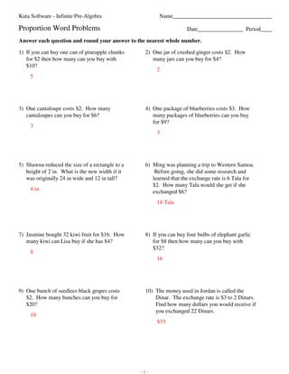 word problems kuta software