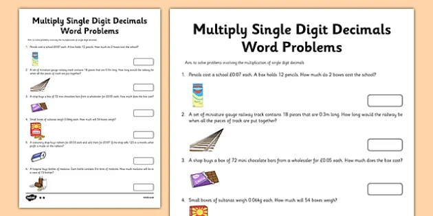 Multiplying Decimals Word Problems - 5th/6th Class - Twinkl