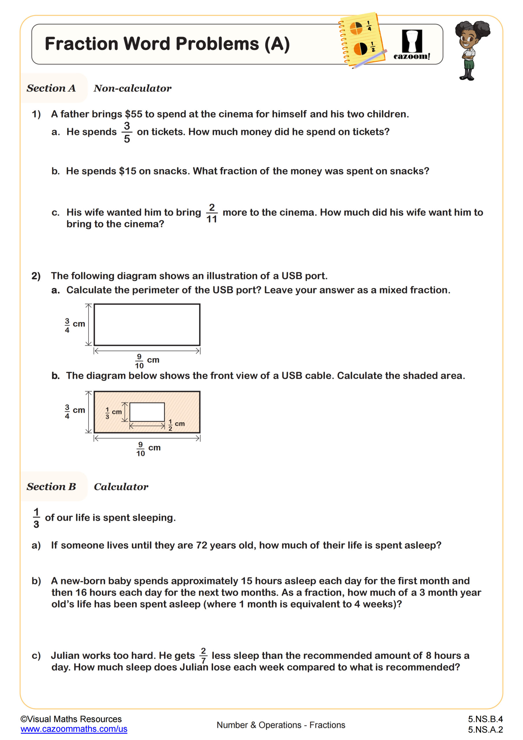 Fractions Word Problems (A) Worksheet | Fun and Engaging 5th Grade ...