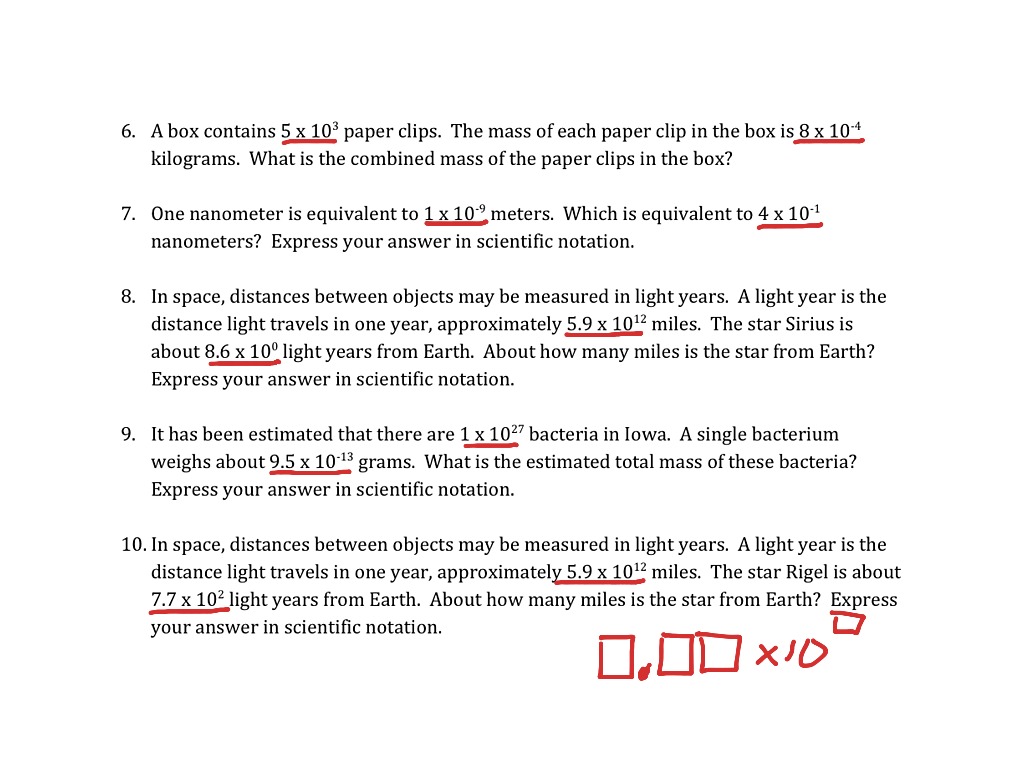 Multiplying Scientific Notation Word Problems #1-10 Tutorial ...