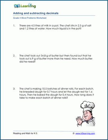 Decimals word problem worksheets | Worsheets library