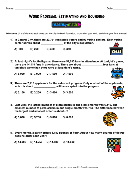 word problems worksheet 5th grade