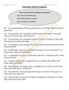 Perimeter Word Problems Worksheet for 4th - 6th Grade | Lesson Planet