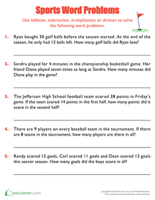 Sports Word Problems | Interactive Worksheet 