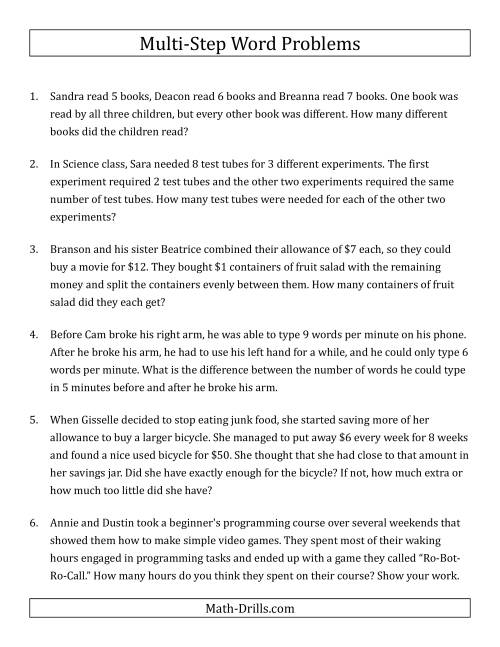 Easy Multi-Step Word Problems