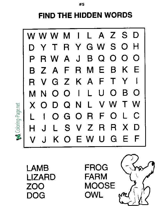 word puzzle printable worksheet