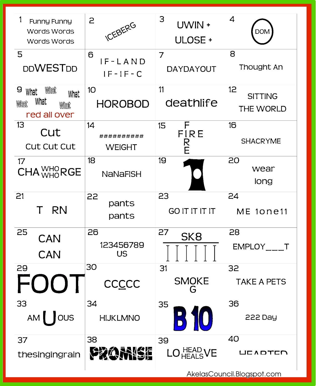 Akelas Council Cub Scout Leader Training: Printable Rebus Word ...
