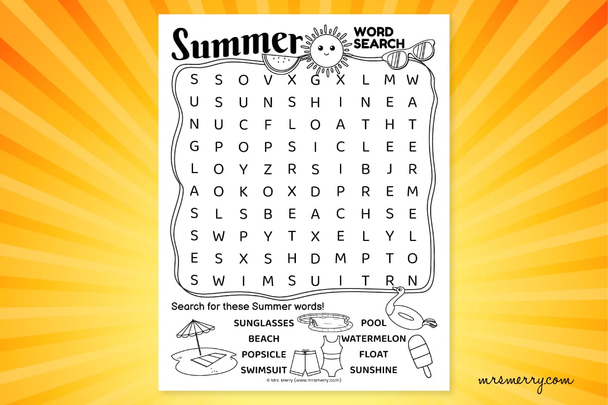 Free Summer Word Search Printable Puzzle | Mrs. Merry