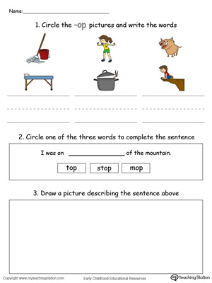 FREE* Word Recognition, Writing and Drawing: OP Words in Color ...