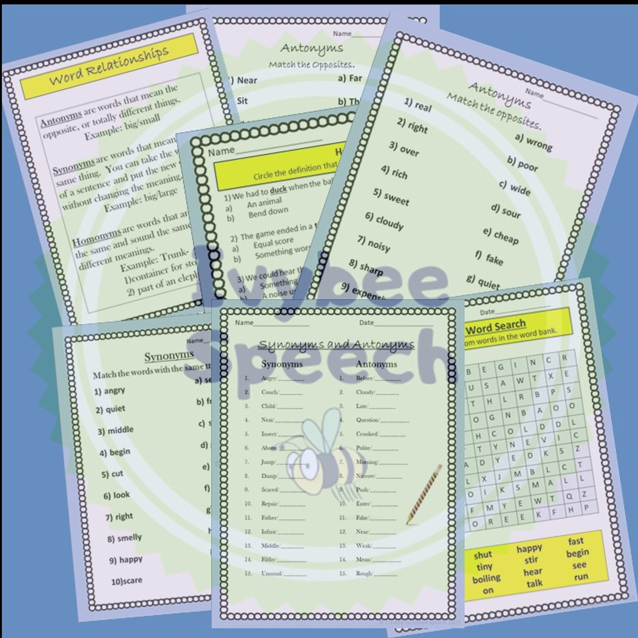 word relationships antonyms and synonyms worksheet