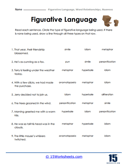word relationships worksheet