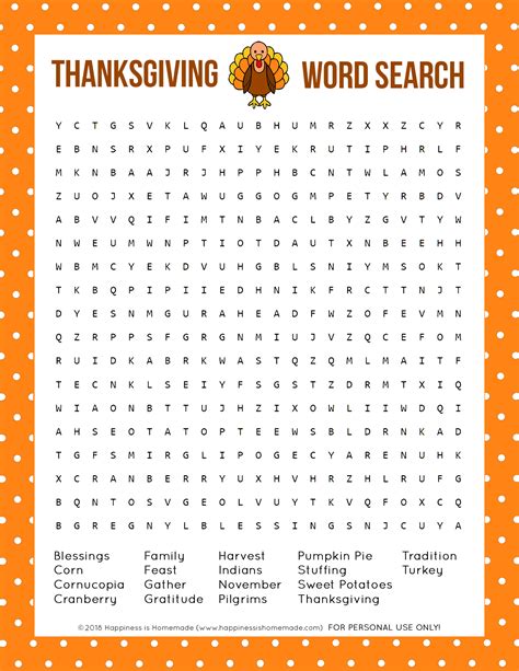 word search free thanksgiving worksheet