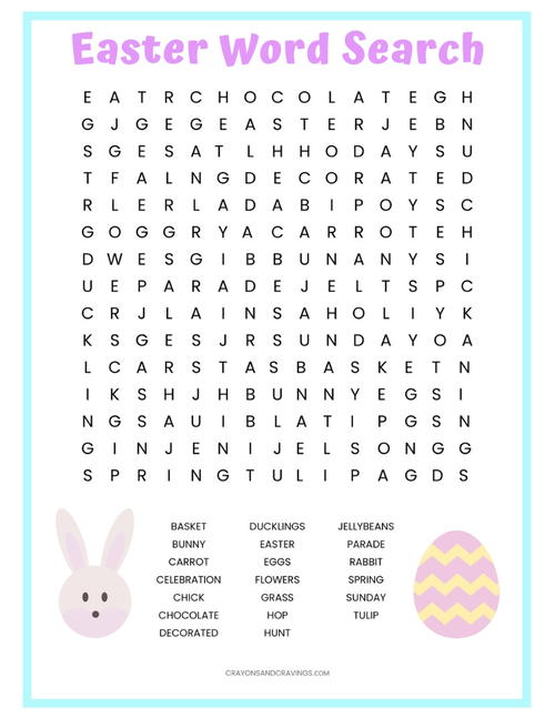 Easter Word Search Printable Worksheet | AllFreeHolidayCrafts.com