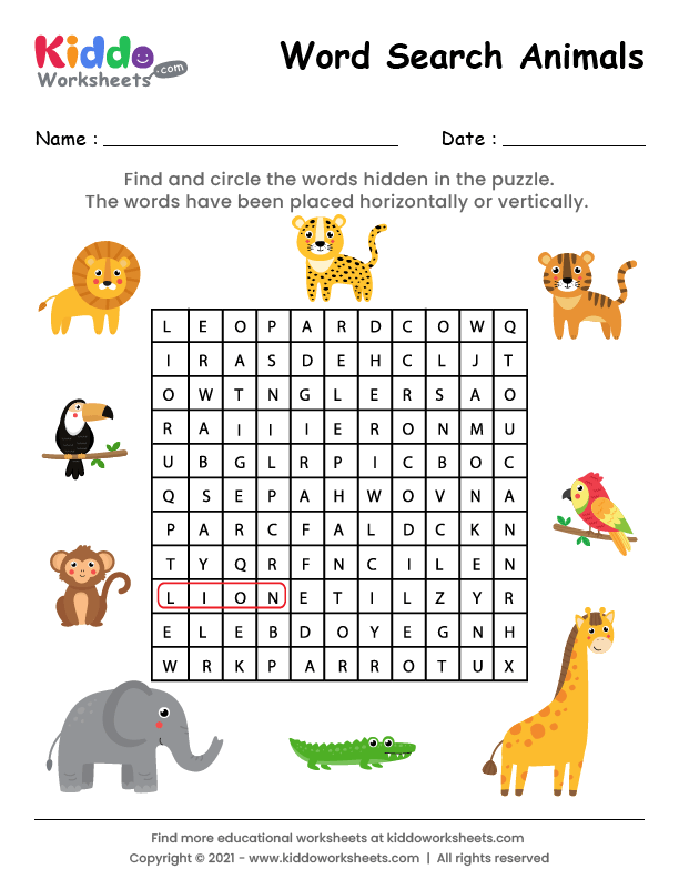word search printable worksheet