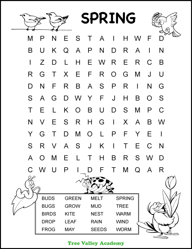 word search puzzles for 1st grade