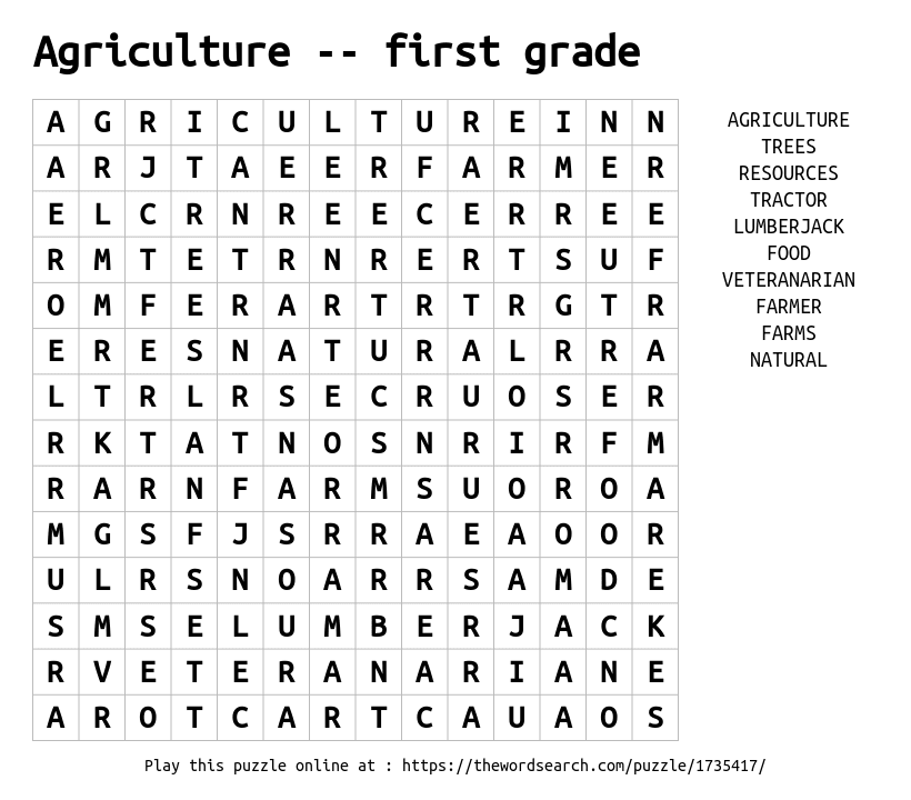 word search puzzles for 1st grade