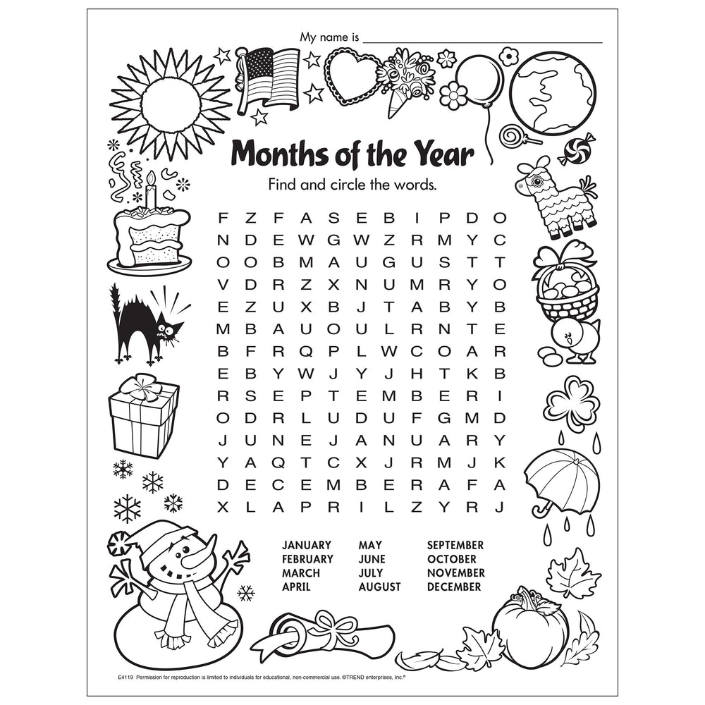 Free Printable Months of the Year Word Search — TREND enterprises ...