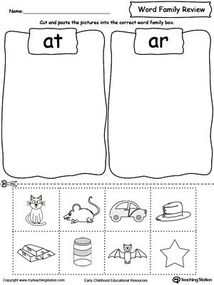 FREE* Word Family Review Picture Sorting AT/AR | MyTeachingStation.com