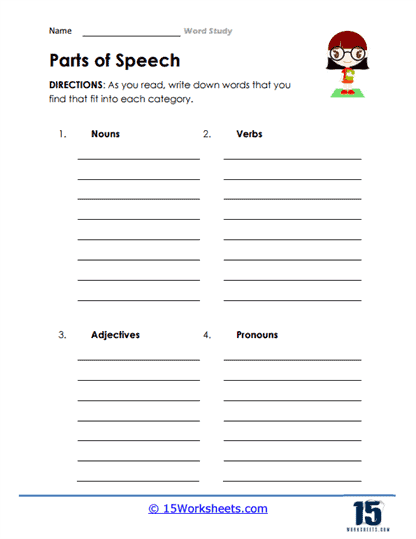 word study skills worksheet