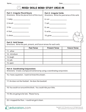 word study skills worksheet