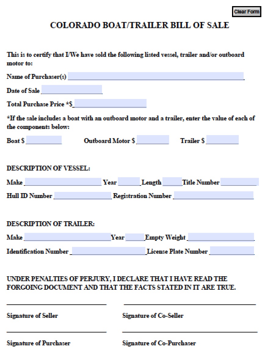 word template bill of sale trailer