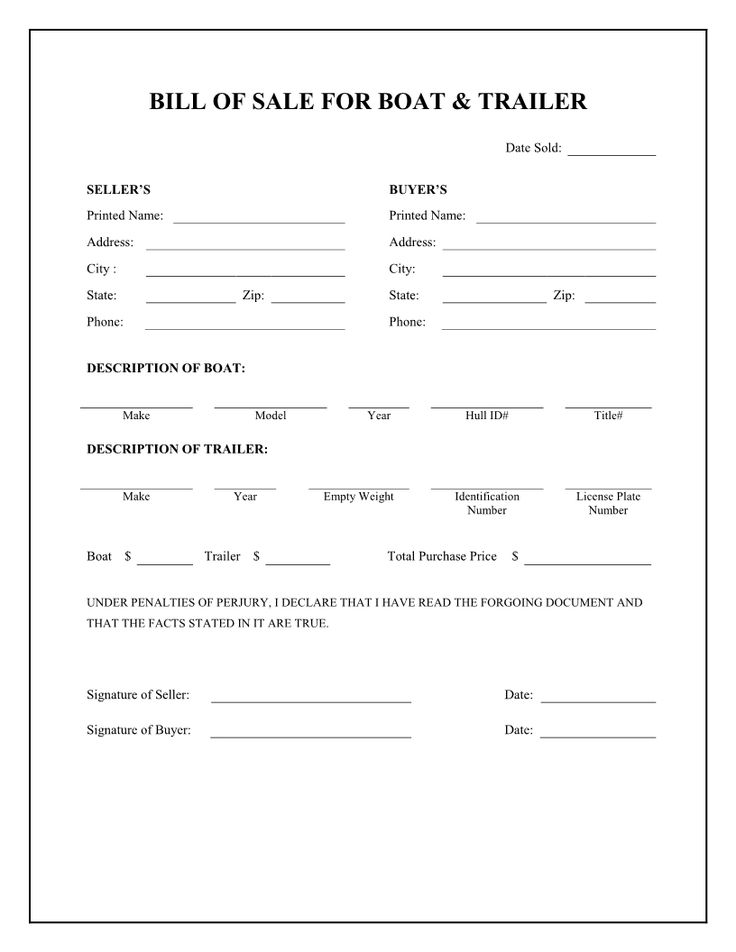 word template bill of sale trailer