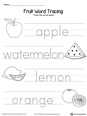 FREE* Fruit Word Tracing | MyTeachingStation.com