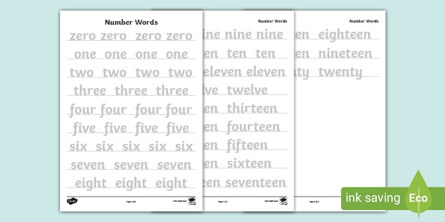 Number Spellings 0-20 - Letter Tracing (teacher made)