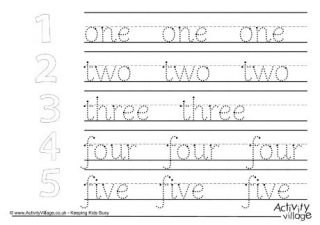 Number Word Handwriting Worksheets