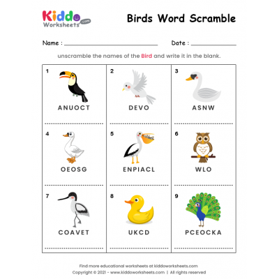Free Printable Word Scramble Worksheets - kiddoworksheets