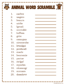 Printable Word Scrambles - Print Free Word Scramble Games