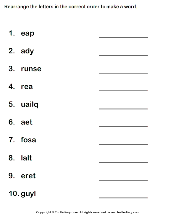word unscrambler worksheet