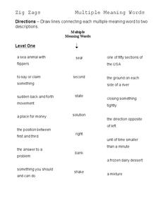 Multiple Meaning Words Worksheet for 3rd - 4th Grade | Lesson Planet