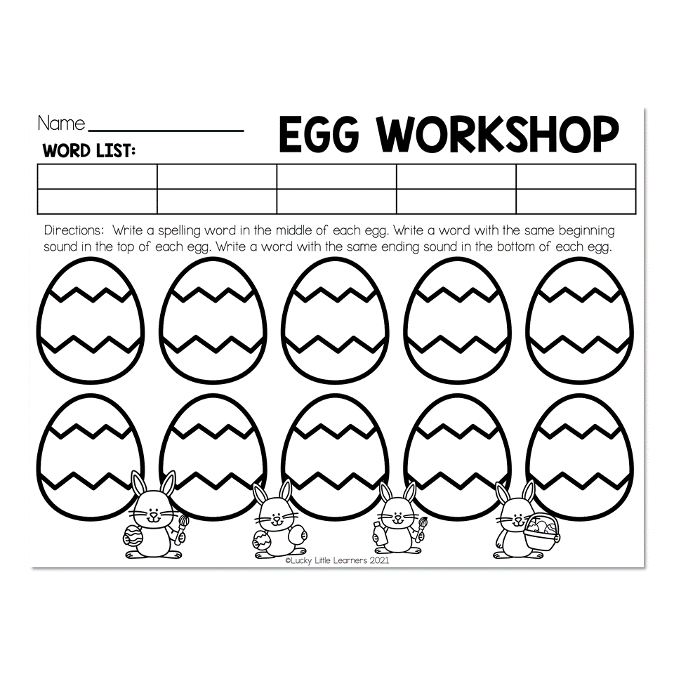 Spring/Summer Spelling Word Work Practice - Egg Workshop - Lucky ...
