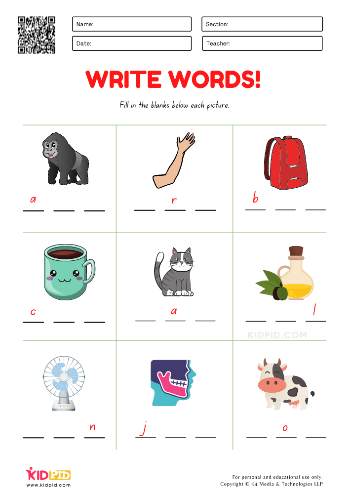 write-3-letter-words-worksheet-for-grade-1-kidpid-worksheets-library for 3 Letter Words Worksheets Printable Free Write 3 Letter Words Worksheet for Grade 1 - Kidpid - Worksheets Library for 3 Letter Words Worksheets Printable Free