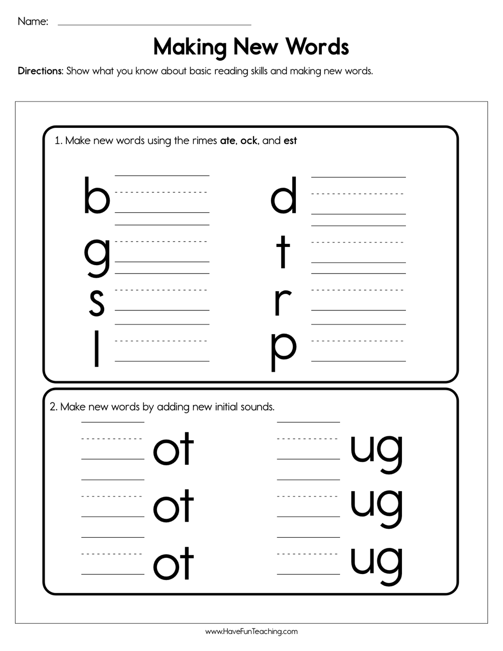 Free Word Family Worksheets - Short e - Academy Worksheets