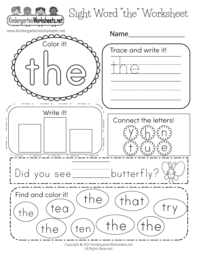 Sight Word “the” Worksheet - Free Printable, Digital, &  PDF