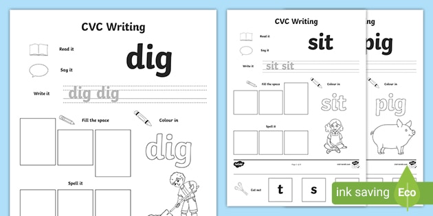 CVC Writing Word Worksheet / Worksheet Pack I (teacher made)