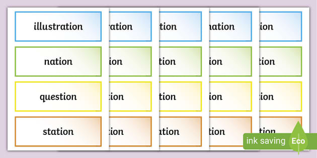 words ending in tion worksheet