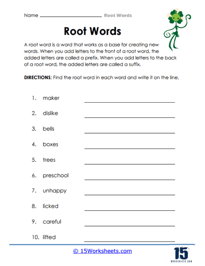 Root Words Worksheets - 15 Worksheets Library