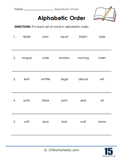Alphabetic Order Worksheets - 15 Worksheets Library